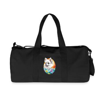 Pomeranian Pomeranian Easter Watercolor - Recycled Canvas Sports Bag by Stanley/Stella - black - Front