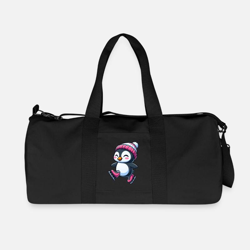 Süßer Cartoon Pinguin Eislaufen Eiskunstlauf - Recycelte Canvas-Sporttasche von Stanley/Stella - Schwarz