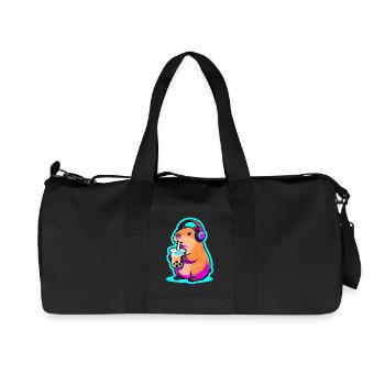 Süßes Capybara Bubble Tea Kawaii Tier Geschenk - Recycelte Canvas-Sporttasche von Stanley/Stella - Schwarz - Vorne