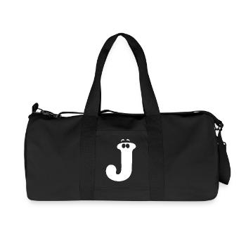 Large J Style Print | Letter J funny J logo - Recycled Canvas Sports Bag by Stanley/Stella - black - Front