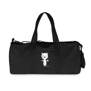 Cute Polar Bear With Ice Cream And Bees Comic - Recycled Canvas Sports Bag by Stanley/Stella - black - Front