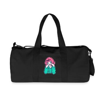 Girls Anime Japanese Comic Cartoon Manga - Recycled Canvas Sports Bag by Stanley/Stella - black - Front