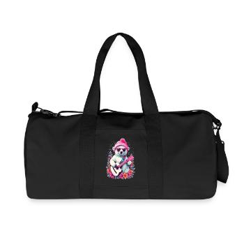Cute polar bear with guitar - Recycled Canvas Sports Bag by Stanley/Stella - black - Front