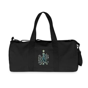 Christmas Octopus with Tree Decorations - Recycled Canvas Sports Bag by Stanley/Stella - black - Front