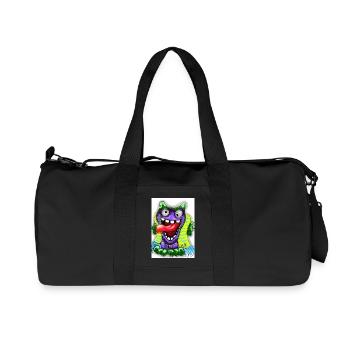 Bunter Cartoon Monster mit Riesenzunge - Recycelte Canvas-Sporttasche von Stanley/Stella - Schwarz - Vorne