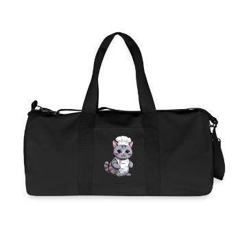 Chat Siamois Mignon Chef Comic Design - Sac de sport en toile recyclée Stanley/Stella - noir - Devant