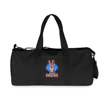 Merry Christmas Peace Sign Motif - Recycled Canvas Sports Bag by Stanley/Stella - black - Front