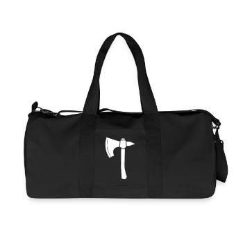 Battle Axe Hatchet Warrior Silhouette Vector - Recycled Canvas Sports Bag by Stanley/Stella - black - Front