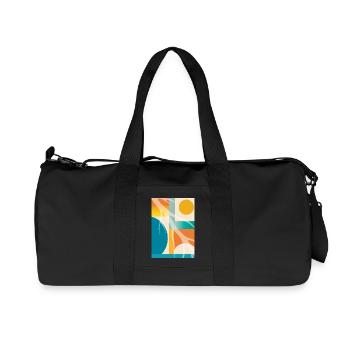 Abstrakte Geometrie mit organischen Formen Retro  - Recycelte Canvas-Sporttasche von Stanley/Stella - Schwarz - Vorne