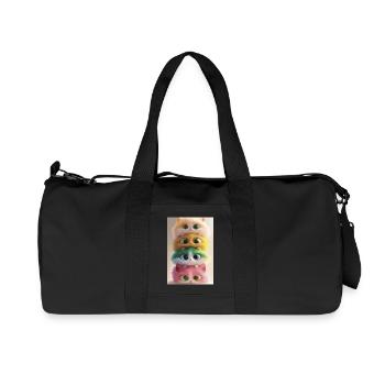 Stacked Rainbow Plush Cats - Recycled Canvas Sports Bag by Stanley/Stella - black - Front