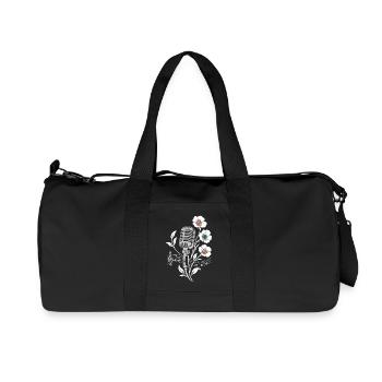 Vintage Microphone – Music and Flowers Motif - Recycled Canvas Sports Bag by Stanley/Stella - black - Front