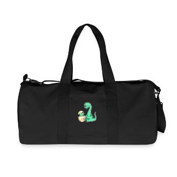 Dinosaures avec bébés dinosaures - Sac de sport en toile recyclée Stanley/Stella - noir - Devant