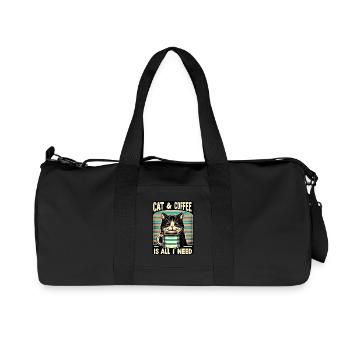 Katze und Kaffee ist alles was ich brauche - Recycelte Canvas-Sporttasche von Stanley/Stella - Schwarz - Vorne