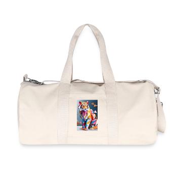 Tigre en origami - Sac de sport en toile recyclée Stanley/Stella - blanc naturel - Devant