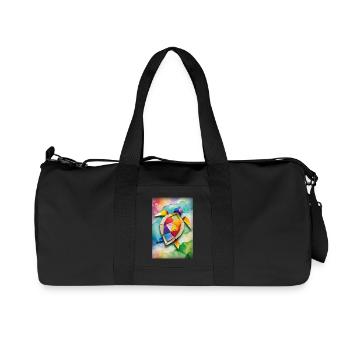 Bébé tortue en origami - Sac de sport en toile recyclée Stanley/Stella - noir - Devant