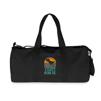 Vintage Dino T-Rex Retro Dinosaur Art from 160M BC - Recycled Canvas Sports Bag by Stanley/Stella - black - Front