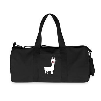Llama Nerd Geek Horn-Rimmed Glasses Smart Funny Grimace - Recycled Canvas Sports Bag by Stanley/Stella - black - Front