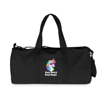 Colorful unicorn with sunglasses - Recycled Canvas Sports Bag by Stanley/Stella - black - Front
