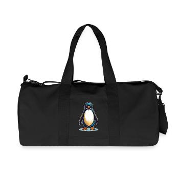 Cool Penguin – Mignon, effronté et sympathique - Sac de sport en toile recyclée Stanley/Stella - noir - Devant