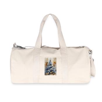 Blue Christmas Tree and Deer - Recycled Canvas Sports Bag by Stanley/Stella - natural - Front