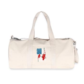 Patriotic Koi Fish USA Flag Pond Life Pride - Recycled Canvas Sports Bag by Stanley/Stella - natural - Front
