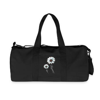 Blaue Gänseblümchen, Glück und Liebe - Recycelte Canvas-Sporttasche von Stanley/Stella - Schwarz - Vorne