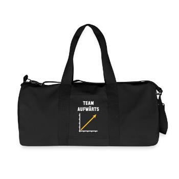 Team Aufwärts (Erfolg / Fortschritt / NEG Gold 2C) - Recycelte Canvas-Sporttasche von Stanley/Stella - Schwarz - Vorne