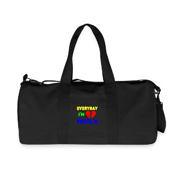 Everyday I'm Puzzl'n Funny Puzzle Solver - Recycled Canvas Sports Bag by Stanley/Stella - black - Front