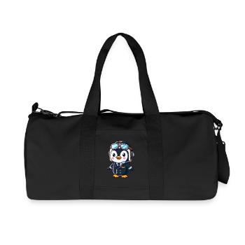 Lustiger Pinguin Pilot Flugschein Flugzeug Cartoon - Recycelte Canvas-Sporttasche von Stanley/Stella - Schwarz - Vorne
