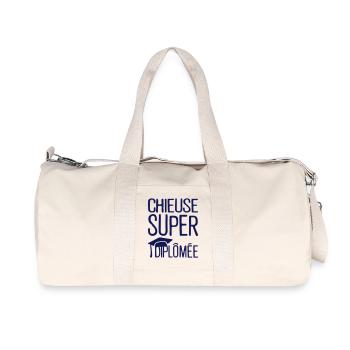 chieuse super diplomee citation humour - Sac de sport en toile recyclée Stanley/Stella - blanc naturel - Devant