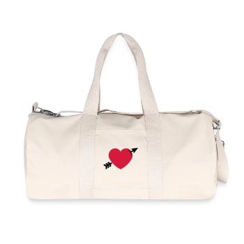 Heart With Arrow Of Love (Valentine’s Day / 2C) - Recycled Canvas Sports Bag by Stanley/Stella - natural - Front