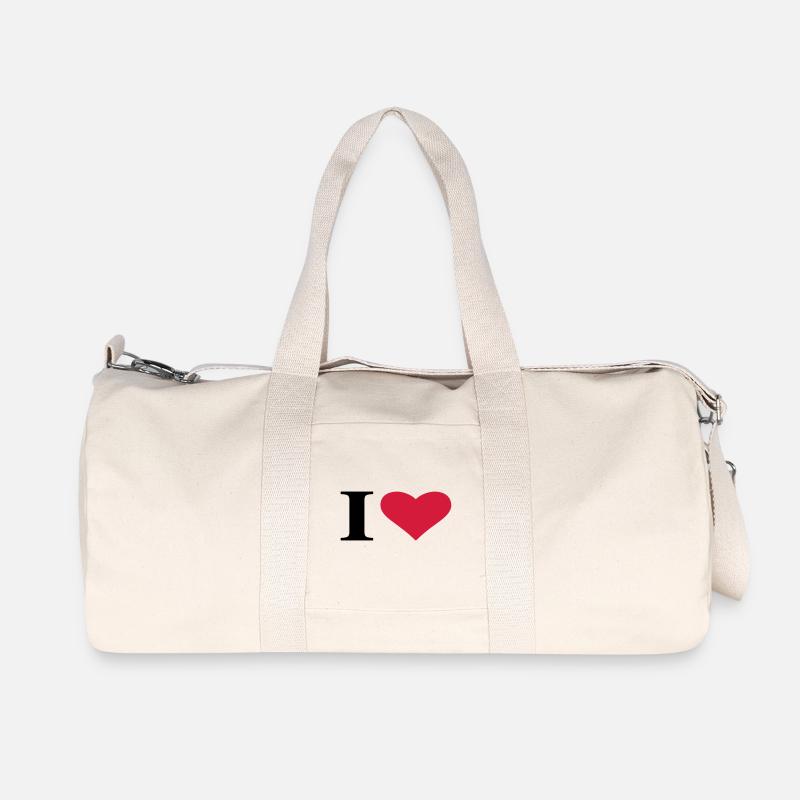 i love - Recycelte Canvas-Sporttasche von Stanley/Stella - Naturweiß