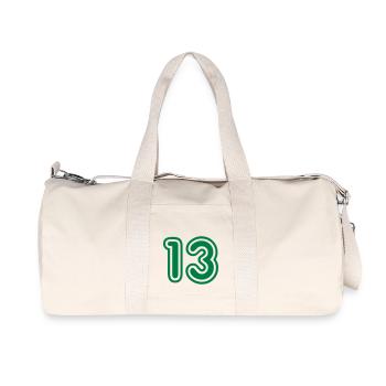 Green College Numers, College Zahlen, Nummern, 13 - Sac de sport en toile recyclée Stanley/Stella - blanc naturel - Devant