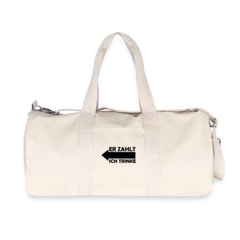er_zahlt_ich_trinke_001 - Recycelte Canvas-Sporttasche von Stanley/Stella - Naturweiß - Vorne