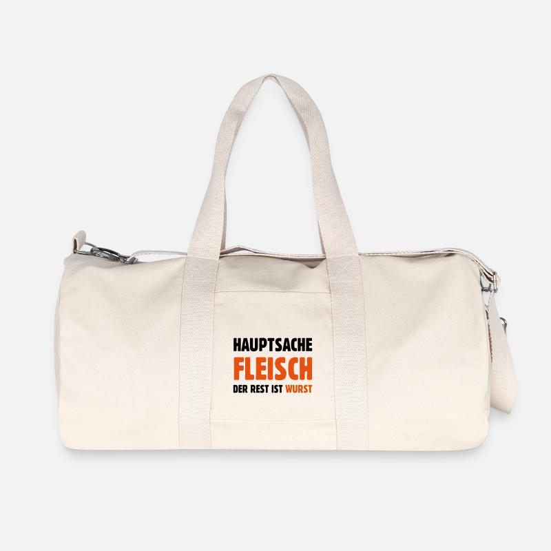 Hauptsache Fleisch - Recycelte Canvas-Sporttasche von Stanley/Stella - Naturweiß