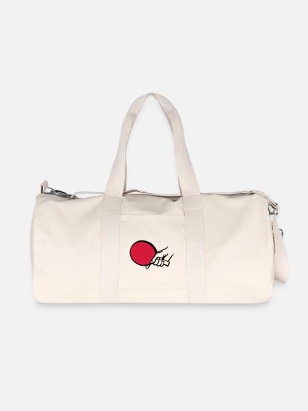 tischtennis_shake_hands_2c - Recycelte Canvas-Sporttasche von Stanley/Stella - Naturweiß