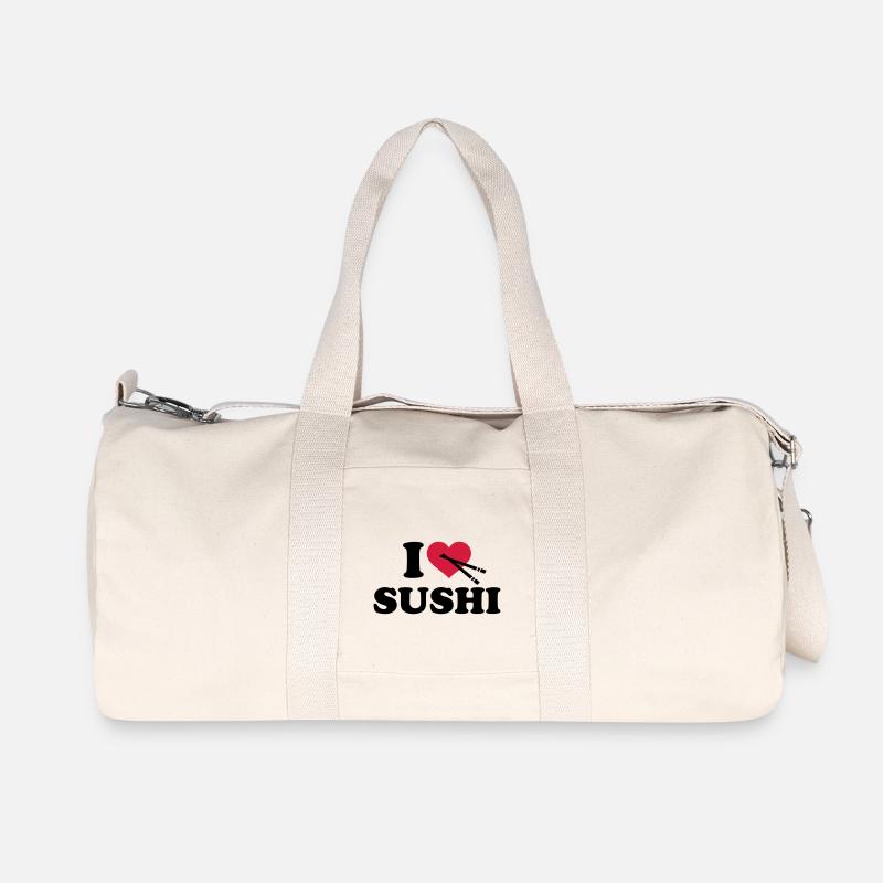 I love Sushi - Recycelte Canvas-Sporttasche von Stanley/Stella - Naturweiß