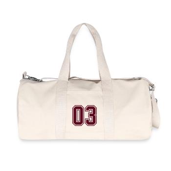 03 sports jersey football number mono - Recycelte Canvas-Sporttasche von Stanley/Stella - Naturweiß - Vorne