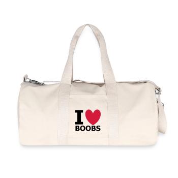 I Love Boobs - Recycelte Canvas-Sporttasche von Stanley/Stella - Naturweiß - Vorne