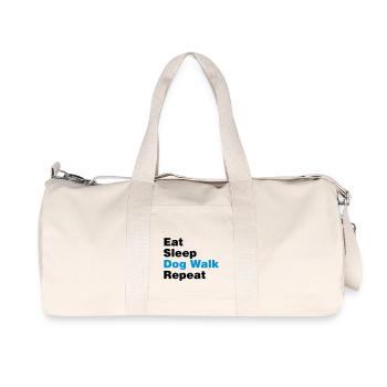 eat sleep dog walk repeat 2col - Recycled Canvas Sports Bag by Stanley/Stella - natural - Front