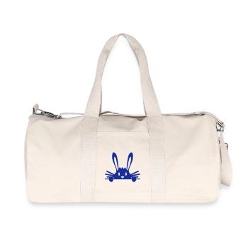 Lapin se cachant timidement derrière une clôture murale - Sac de sport en toile recyclée Stanley/Stella - blanc naturel - Devant
