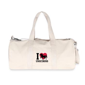 I love Unicorns - Sac de sport en toile recyclée Stanley/Stella - blanc naturel - Devant