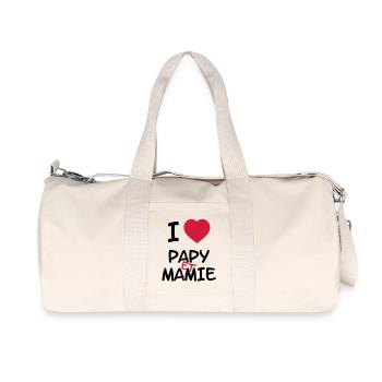 I Love Papy et Mamie - Recycled Canvas Sports Bag by Stanley/Stella - natural - Front