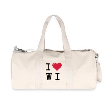 Ich liebe Wiesbaden / I Love WI (Geschenk) - Recycelte Canvas-Sporttasche von Stanley/Stella - Naturweiß - Vorne