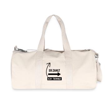 er_zahlt_ich_trinke__f1 - Recycelte Canvas-Sporttasche von Stanley/Stella - Naturweiß - Vorne