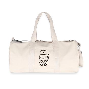 Duck Nurse Chick Bird Syringe Squirt - Recycled Canvas Sports Bag by Stanley/Stella - natural - Front
