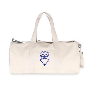 Bird looks funny, annoyed, tired, angry, frustrated - Recycled Canvas Sports Bag by Stanley/Stella - natural - Front