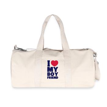 I LOVE MY BOYFRIEND - Recycled Canvas Sports Bag by Stanley/Stella - natural - Front