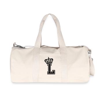 Lettre L - Sac de sport en toile recyclée Stanley/Stella - blanc naturel - Devant
