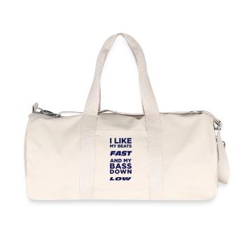 i like my beats fast and my bass down low - Recycelte Canvas-Sporttasche von Stanley/Stella - Naturweiß - Vorne